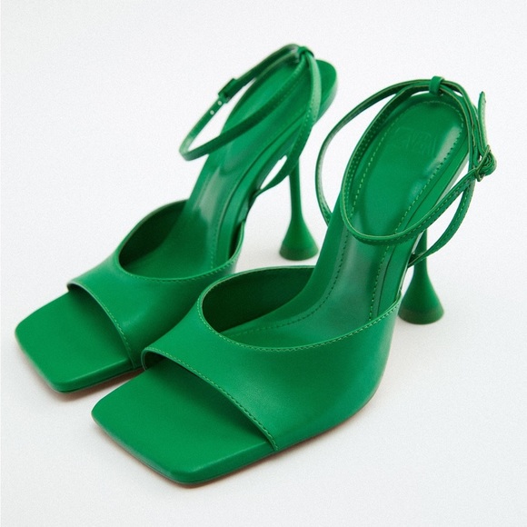 NWT. Zara Green Heeled Sandals. Size 7,5 - Picture 2 of 9